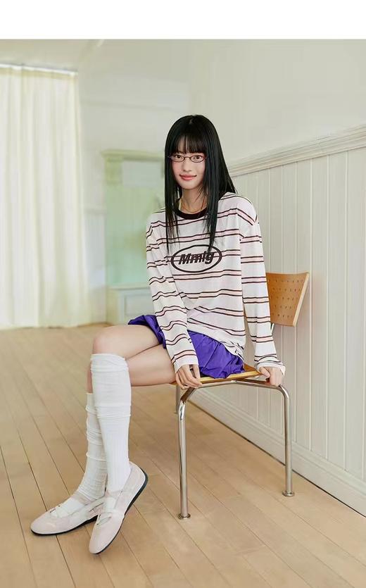 F012484春季新款女版logo撞色条纹长袖t恤 商品图7