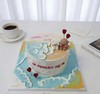 海边的线条狗情侣求婚订婚情人节七夕卡通手绘蛋糕-低糖处理无添加 商品缩略图0