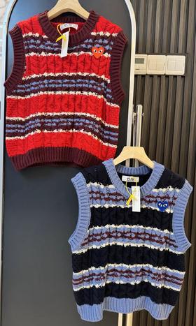 F012471春季新品复古甜妹氛围感撞色条纹针织马甲