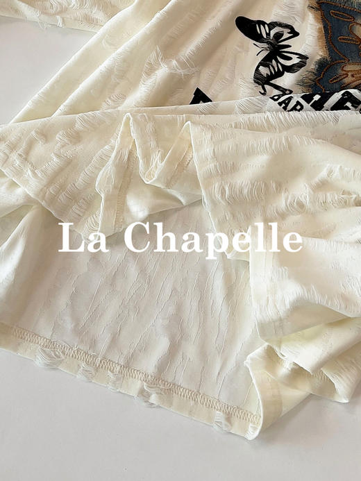 专柜实拍【时髦精BI入】拉夏贝尔/La Chapelle圆领撞色蝴蝶字母长袖T恤~显瘦遮肉打底衫 商品图7