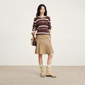 lost in echo2026年春季新款双拉链A字压褶显瘦百搭工装半裙女