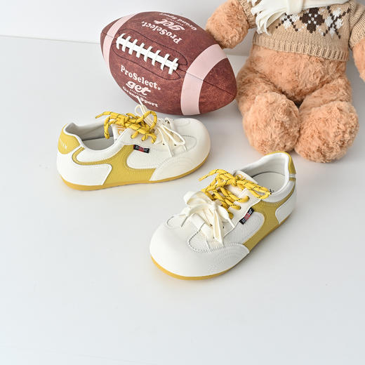 经典鲨2026春专柜新款牛皮革韩版潮流拼色系带平底休闲德训鞋女KW336-617011 商品图6