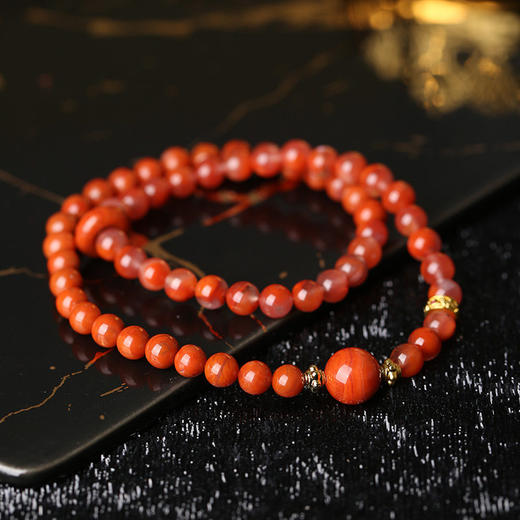 【祈愿吉品】满肉南红双圈手链新款 商品图4