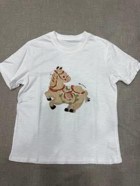 F012477春季新款马年限定五花马图腾印花T恤