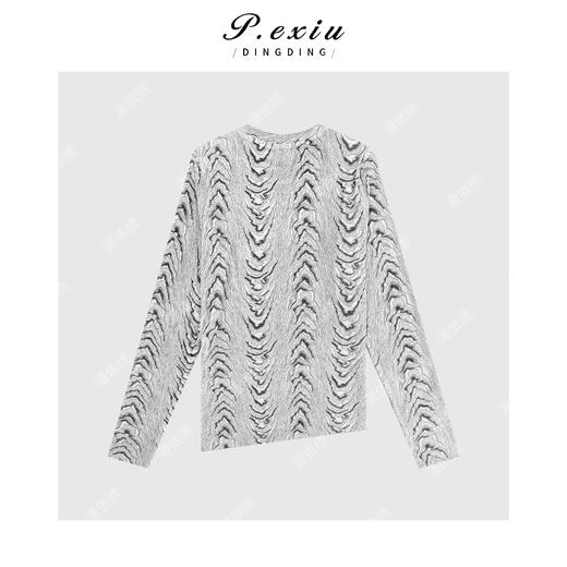 PanYiXiu/潘依绣早秋新款醋酸水波纹高弹修身长袖T恤 M8990 商品图2