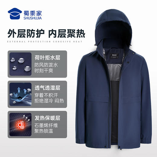 【升级款石墨烯风衣外套】防泼水防污风衣外套 发热保暖通勤夹克WZ601 商品图5