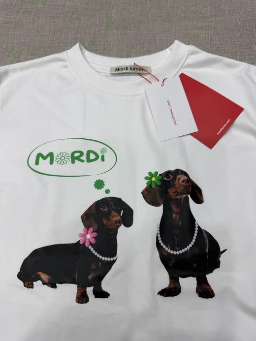 F012483珍珠项链长袖腊肠小狗印花上衣薄款T恤 商品图7