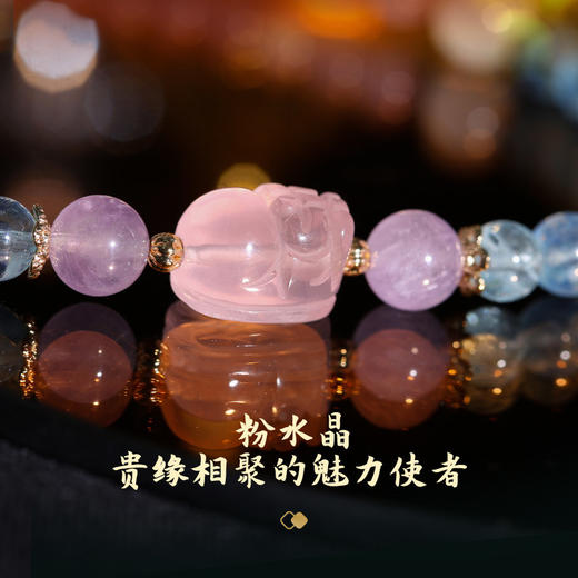 【祈愿吉品】海蓝宝贵缘相助双圈手链紫水晶貔貅手串 商品图2