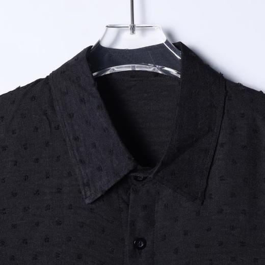 6849SDSA男士春夏新款痞帅男装设计感磨破翻领长袖衬衫百搭显瘦衬衣 商品图2