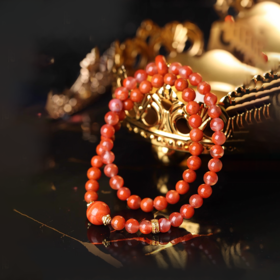 【祈愿吉品】满肉南红双圈手链新款