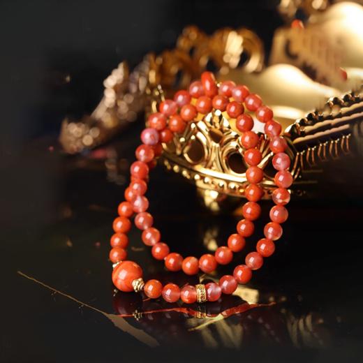 【祈愿吉品】满肉南红双圈手链新款 商品图0