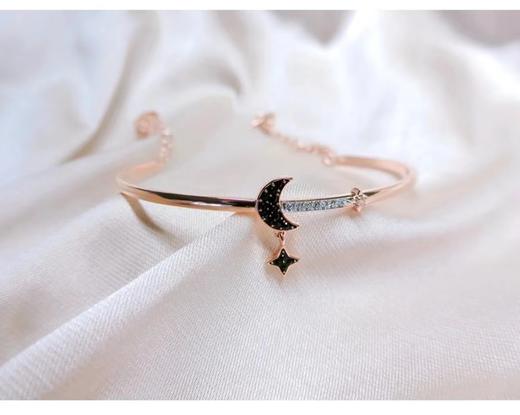 F012430神秘月光浪漫星辰 优雅月亮星星元素可调手镯女手链百搭配饰玫瑰金 商品图6