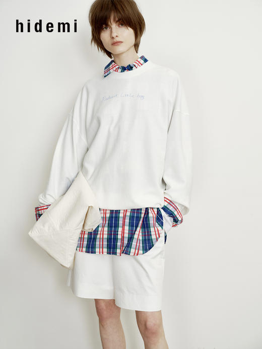 hidemi副线小h 少年感休闲百搭圆领套头卫衣上衣 商品图3