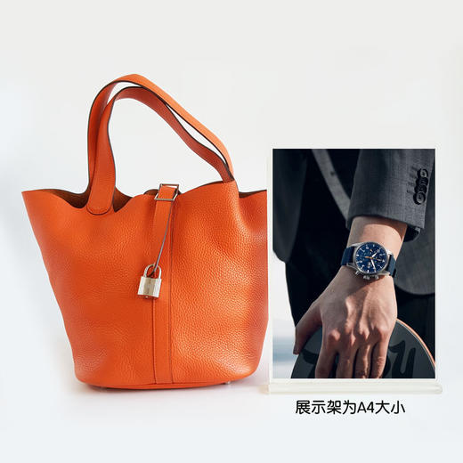 【95新】Hermes爱马仕橘色银扣Picotin 26菜篮子手提包女士 220126NJS23 商品图9