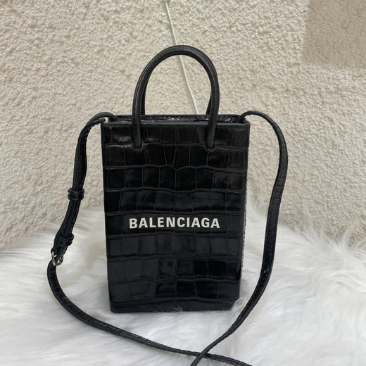 巴黎世家 琴谱 mini  黑色 鳄鱼纹 商品图0