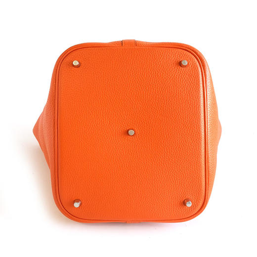 【95新】Hermes爱马仕橘色银扣Picotin 26菜篮子手提包女士 220126NJS23 商品图4