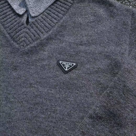 F012408新款慵懒风复古老钱风假两件v领翻领毛衣 商品图10