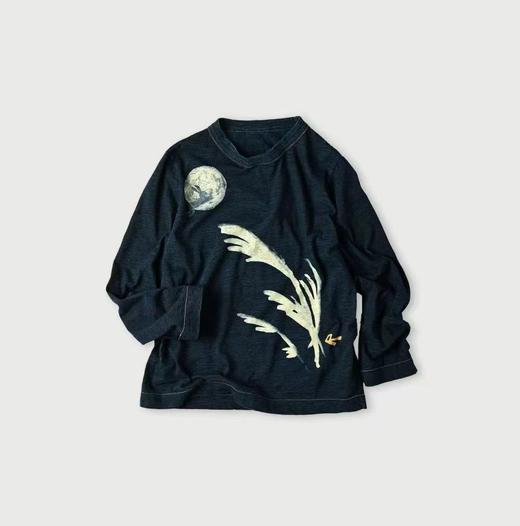 F012476竹节混纺面料 玉兔前后刺绣长袖T恤 商品图0