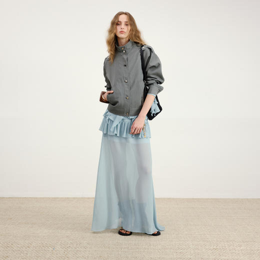 lost in echo2026年春季新款时髦工装风装饰扣宽松直身夹克外套女 商品图0