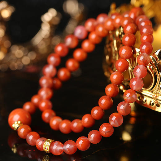 【祈愿吉品】满肉南红双圈手链新款 商品图2