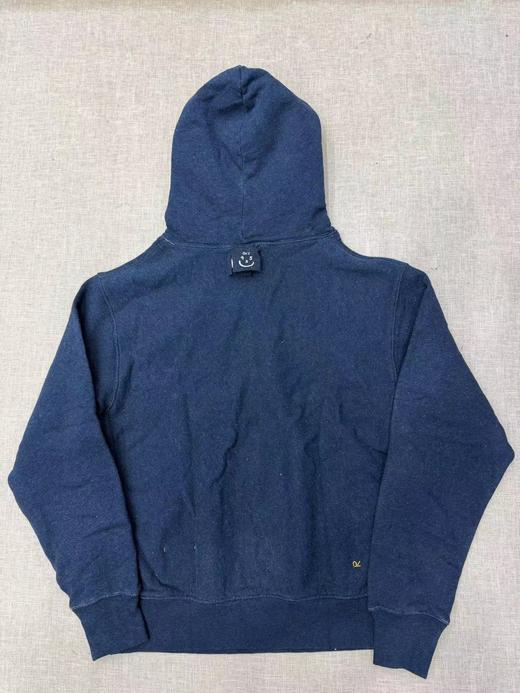 F012474靛蓝侧拼罗纹划桨图案插兜连帽卫衣 商品图2