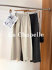 专柜实拍【莱赛尔+亚麻】拉夏贝尔/La Chapelle扣捏褶后腰松紧休闲裤宽松直筒百搭裤 商品缩略图2