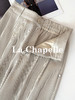 专柜实拍【莱赛尔+亚麻】拉夏贝尔/La Chapelle扣捏褶后腰松紧休闲裤宽松直筒百搭裤 商品缩略图7