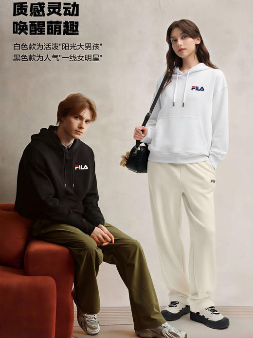 FL字母刺绣牛奶丝加绒男女同款连帽卫衣 商品图0