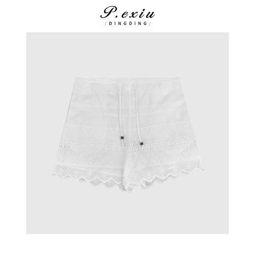 04-3潘依绣丁丁宠粉度假风宽松V领镂空马甲短裤套装Q66941 商品图2