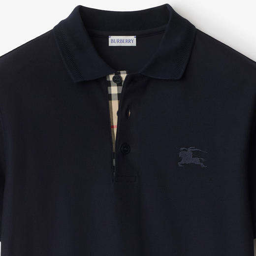 【三】BURBERRY 巴宝莉 男士马术骑士徽标刺绣棉质短袖 Polo 衫 深蓝色 8099165 B1488 商品图1