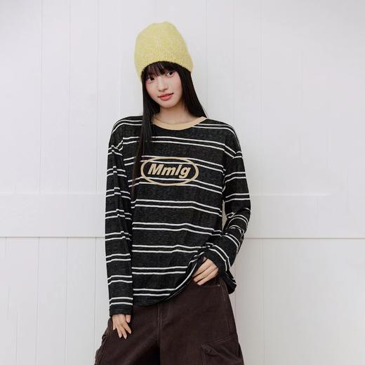F012484春季新款女版logo撞色条纹长袖t恤 商品图11