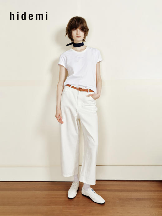 hidemi副线小h 少年感百搭圆领短袖T恤 商品图0