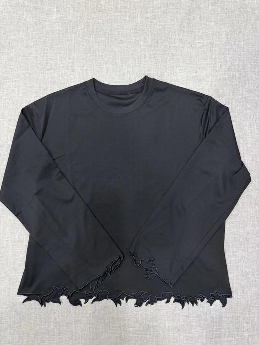 F012478春新品T恤剪纸切割刺绣边圆领长袖T恤 商品图9
