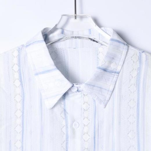 7020SDSA男士秋冬新款痞帅男装潮牌简约条纹翻领长袖衬衫百搭宽松衬衣 商品图2