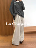 专柜实拍【莱赛尔+亚麻】拉夏贝尔/La Chapelle扣捏褶后腰松紧休闲裤宽松直筒百搭裤 商品缩略图0