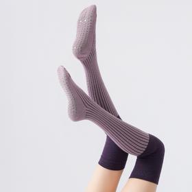 秋冬新品拼色压力过膝瑜伽袜防寒保暖长腿袜美腿显瘦普拉提防滑袜XY