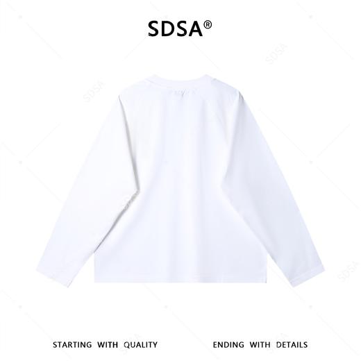 SDSA男士秋冬新款痞帅男装简约纯色铆钉圆领长袖T恤百搭宽松上衣 商品图4