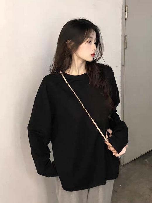 【YW】无忧购拼接蕾丝暖绒加厚百搭宽松慵懒保暖圆领大白长袖T（截单后3-5天发货) 商品图14