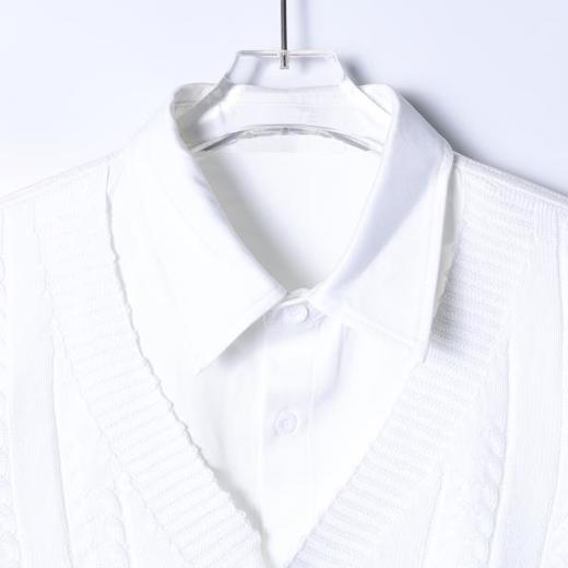 7022SDSA男士秋冬新款痞帅男装韩版简约纯色拼接针织长袖衬衫百搭休闲 商品图2