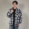 DRONKOO 2026 翻领左金属标贴袋撞色格纹中厚衬衣外套 商品缩略图1
