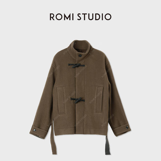 ROMI STUDIO“美拉德”腔调穿搭牛角扣斜襟领腰带大衣外套 23AWW703 商品图0
