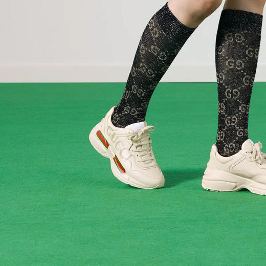 【四】GUCCI 古驰 女士 Rhyton系列 Gucci标识皮革休闲运动鞋 白色 528892 DRW00 9522 商品图5