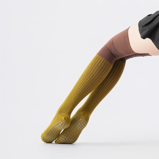 秋冬新品拼色压力过膝瑜伽袜防寒保暖长腿袜美腿显瘦普拉提防滑袜XY 商品图1