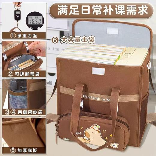 【敲大容量❗可拆卸笔袋】卡皮巴拉补习袋升级可斜挎双肩学生手提袋拎书袋男女水豚帆布书包。rf 商品图3
