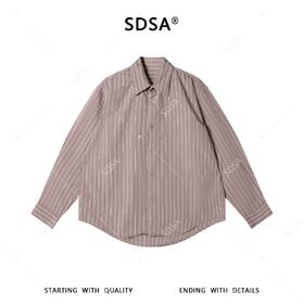 SDSA男士春夏新款痞帅男装老钱风经典条纹翻领衬衫百搭时尚衬衣
