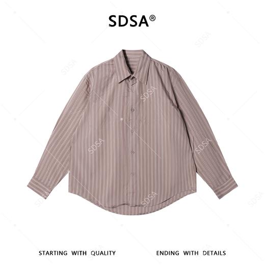 SDSA男士春夏新款痞帅男装老钱风经典条纹翻领衬衫百搭时尚衬衣 商品图0