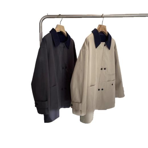 岛国单！极简复古！2026春秋莱赛尔+棉！撞色翻领一手长风衣外套！ 商品图4