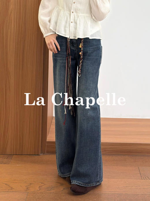 专柜实拍【磨毛/附赠腰带】拉夏贝尔/La Chapelle官网600+高品质！宽松慵懒感显瘦百搭直筒牛仔裤 商品图1