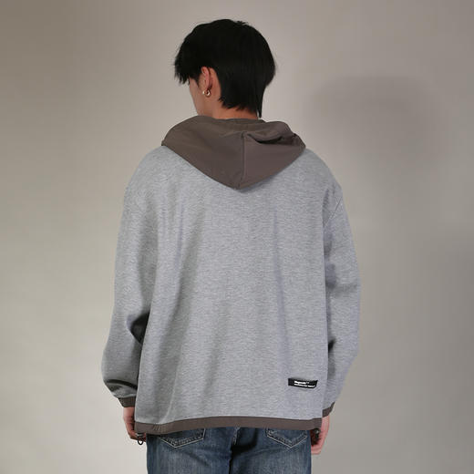 DRONKOO 2026 连帽帽子下摆袖口撞梭织料针织中厚开衫 商品图4