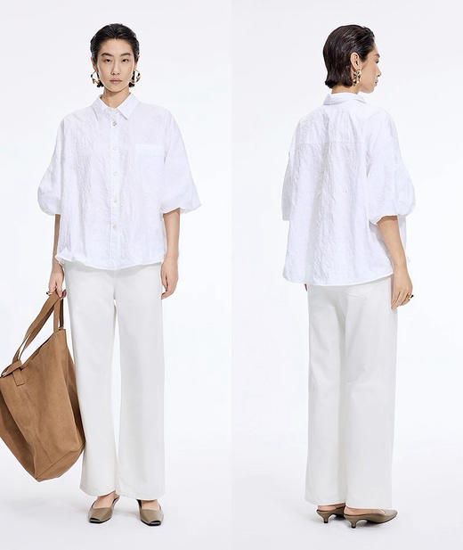 江南布衣白色牛仔裤 商品图4